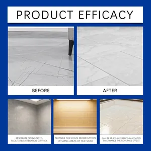 Eficacia de la pintura de reparación de azulejos antes y después en mármol blanco