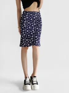 Jupe midi à imprimé floral vintage avec taille haute et coupe ajustée