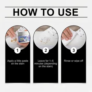 Instrucciones paso a paso para usar la pasta limpiadora en zapatos blancos.