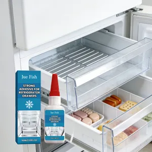 Adesivo forte Jue Fish per cassetti del frigorifero, flacone da 50 ml e confezione.