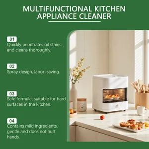 Detail view of multifunctional kitchen appliance cleaner with safe formula features