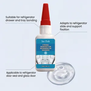 Dettaglio dell'adesivo Jue Fish con consistenza liquida e info d'uso