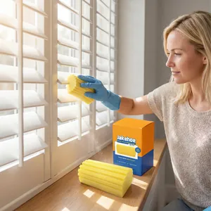 Jakehoe Esponja de PVA para Polvo Plumero Húmedo Reutilizable Para Muebles Persianas Limpieza Decontaminación Esponja Absorbente Amarillo