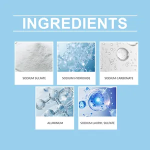Vista detallada de los ingredientes activos como el hidróxido de sodio para desatascador