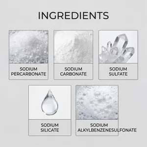 Dettaglio dei principali ingredienti come il percarbonato di sodio nello smacchiatore