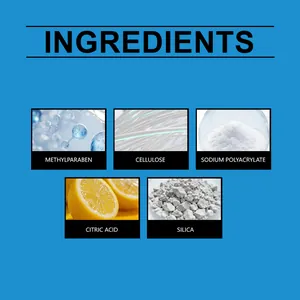 Detailed view of the ingredients list for urine solidifier powder showing safety components