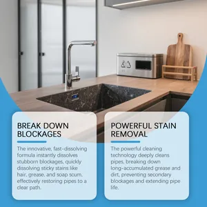 Powerful drain cleaner powder for kitchen sinks and pipes blockage removal