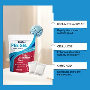 Detail view of Jakehoe Pee Gel ingredient breakdown with sodium polyacrylate and citric acid