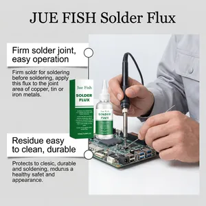 Precision application of Jue Fish solder flux on a circuit board for durable joints
