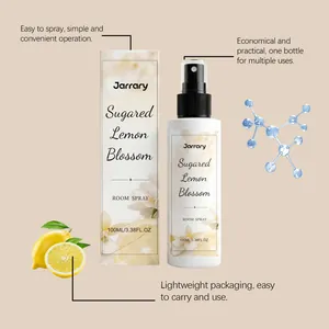 Close-up of Jarrary Sugared Lemon Blossom room spray 100ml with packaging details