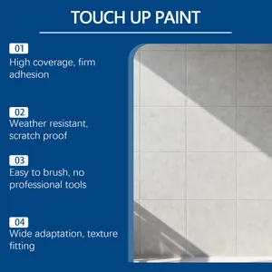 Detalle de pintura blanca de retoque para azulejos, alta cobertura e impermeable.