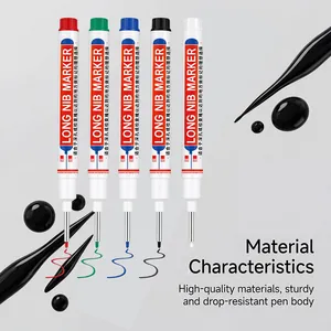 Detailed shot of long nib markers in five colors specifically for deep hole marking.