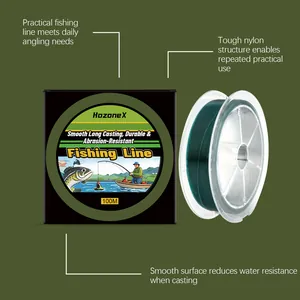 Fil de pêche en nylon durable de 100M doté d'une surface lisse pour des lancers longs et fluides