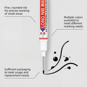 Detail view of the fine rounded nib on a long nib marker for precise deep hole marking