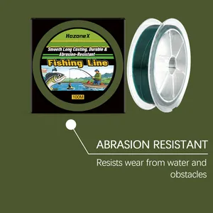 Détail de la ligne de pêche HozoneX résistante à l'abrasion avec bobine et emballage 100m