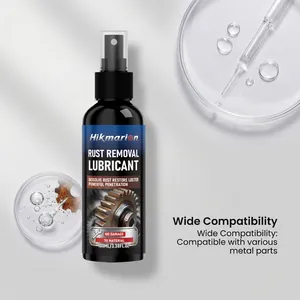 Detail of Hikmarion rust removal spray showing wide compatibility with metal parts