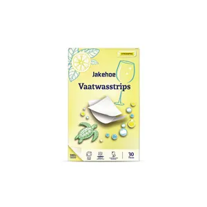 Jakehoe dishwasher detergent strips, 30 pieces lemon scent, eco-friendly plastic-free packaging