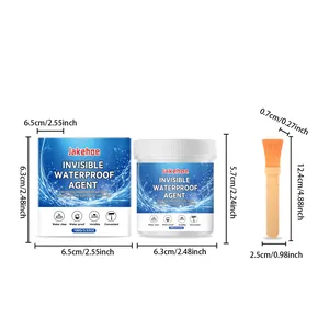 Dimensiones detalladas del set de agente impermeabilizante invisible 100g con brocha