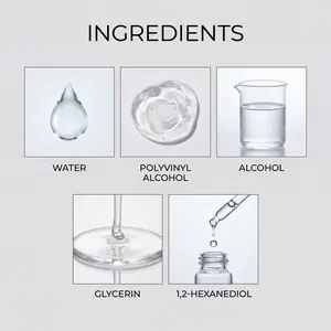 Lista de ingredientes para sellador impermeable transparente con alcohol y glicerina.