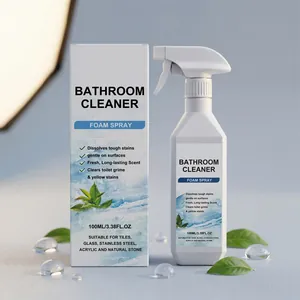 Détail du spray mousse nettoyant pour salle de bain 100ml dans son emballage.