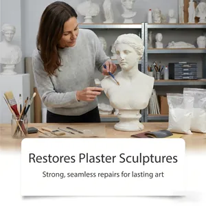Artiste utilisant l'adhésif Jakehoe pour restaurer une sculpture en plâtre