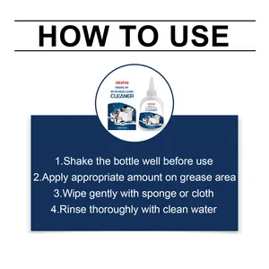 Instruction guide showing how to use JAKEHOE powerful pot bottom grease cleaner effectively