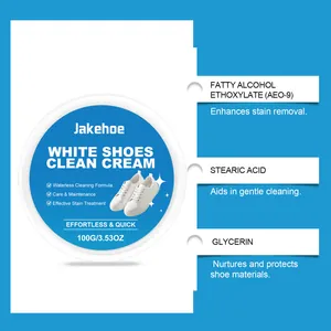 Detailed view of Jakehoe white shoe cleaning cream ingredients and stain removal benefits