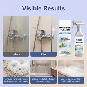 Résultats professionnels avant et après du spray nettoyant moussant pour salle de bain sur robinet