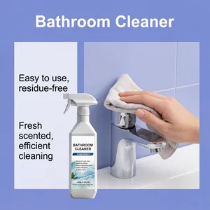 Vue détaillée du spray nettoyant moussant pour salle de bain éliminant les taches