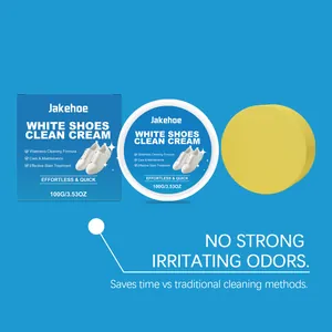Effective waterless white shoes cleaning cream kit with sponge for gentle stain removal.