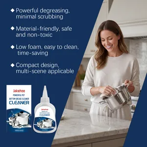 Detailed view of Jakehoe pot bottom grease cleaner with a professional kitchen scene