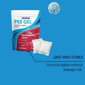Detailed view of Jakehoe urine solidifier packets with odor decomposition formula.