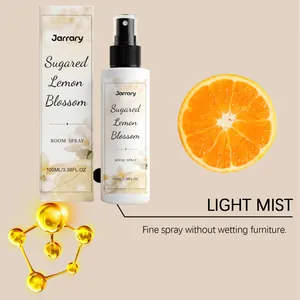 Detailed view of Jarrary Sugared Lemon Blossom room spray bottle and packaging box