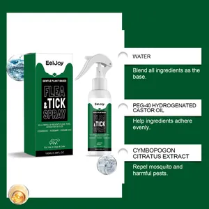 Détails des ingrédients naturels du spray anti-puces et tiques EelJoy pour chiens et chats