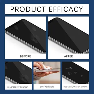 Mobile screen oleophobic coating spray showing before and after efficacy results
