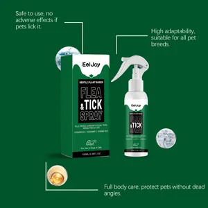 Vue détaillée professionnelle du spray anti-puces et tiques végétal EelJoy pour chiens.