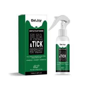 EELJOY Spray Antipuces et Antitiques pour Animaux de Compagnie Répulsif Végétal pour Chiens et Chats Huile Naturelle de Cèdre et Romarin
