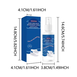 Dimensions détaillées du flacon de spray déodorant pour chaussures de 100 ml et sa boîte