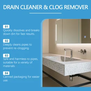 Effective professional drain cleaner and clog remover for bathroom sink and kitchen pipes