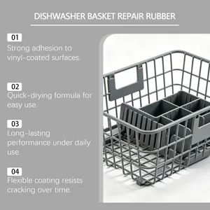 Detail view showing strong adhesion features of dishwasher basket repair rubber glue