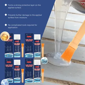 Jue Fish leak repair compound showing liquid application with a brush for waterproofing
