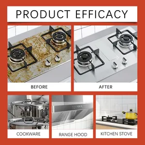 Effective before and after comparison of heavy oil stain cleaner on kitchen appliances