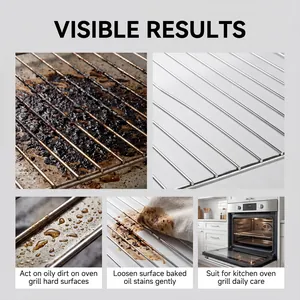Detailed comparison of oven cleaner removing stubborn grease from metal grills.