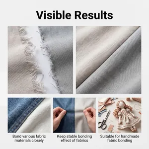 Detail view showing fabric glue bonding results on various textile materials