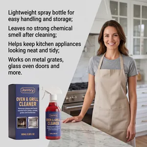 Effective Jarrary oven and grill cleaner spray shown in kitchen for grease and burnt residue removal