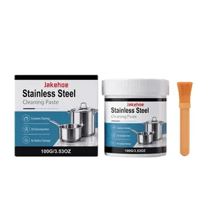Professionele Jakehoe 100g roestvrij staal reinigingspasta set met zachte applicator kwast