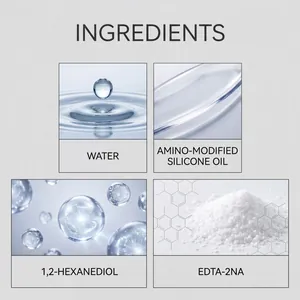 Detail view showing ingredients of anti-fog spray including amino-modified silicone oil