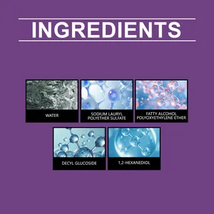 List of safe ingredients for JAKEHOE stain remover including Decyl Glucoside and water