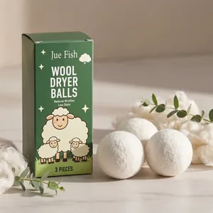 Natuurlijke wollen drogerballen set van 3 voor het verzachten van was en minder statiek
