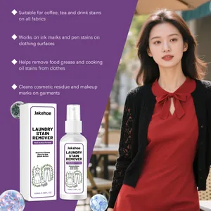 Effective Jakehoe laundry stain remover shown with a professional Asian female model